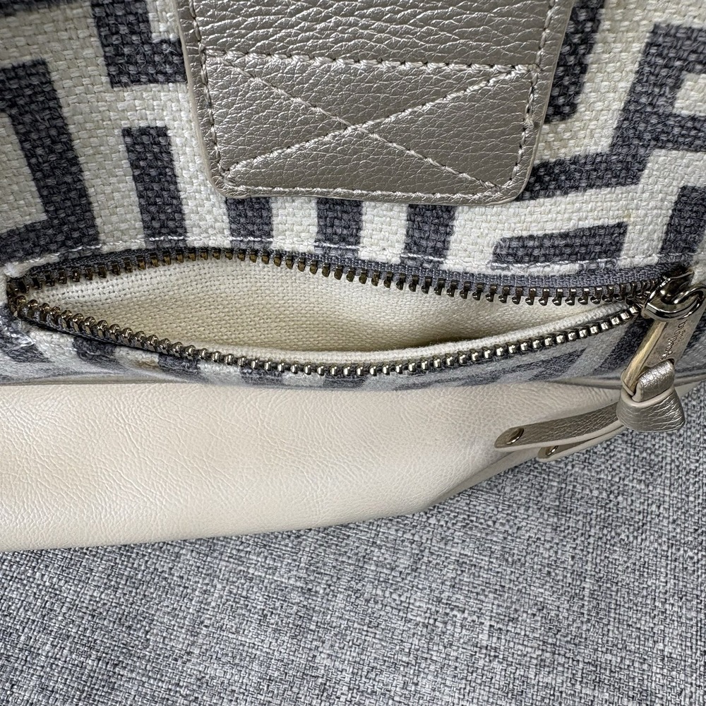 Spartina 449 De Renne Daufuskie Turn Key Classic Natural Linen Leather Tote - Picture 6 of 14